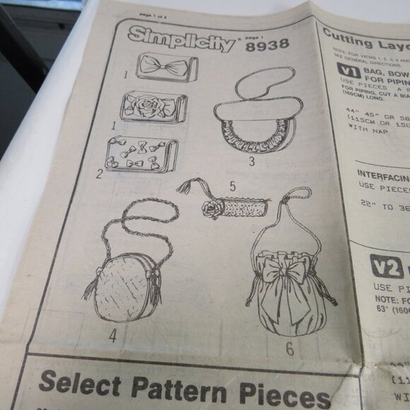 Simplicity 8938 Purse Pattern "Accessory Club" 6 diff pattern designs UNCUT - Picture 4 of 11